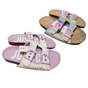 Justice Girls Sandals – 2-Pair Bundle, Youth Size 2, Multicolor – NWT